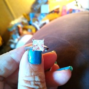 Princess diamond white, very nice cut, elusive, beautiful, set on silver size 7